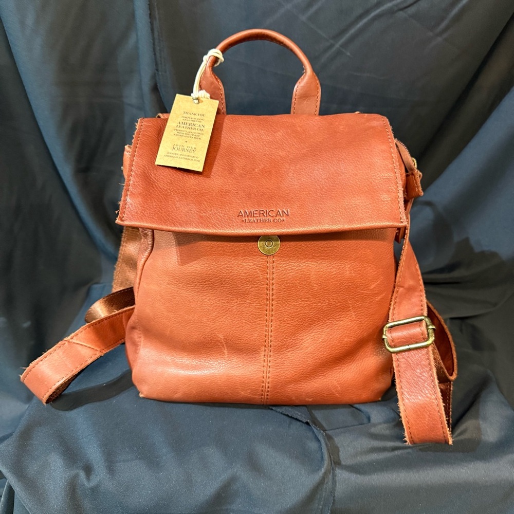 American Leather Co. Women's Leather Backpack - Chestnut Brown - Picture 2 of 12
